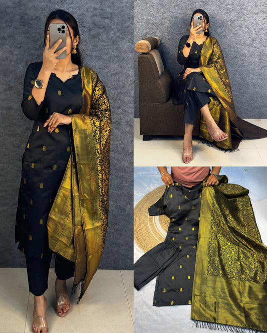 Banarasi Silk kurti + Pant + Shawl π