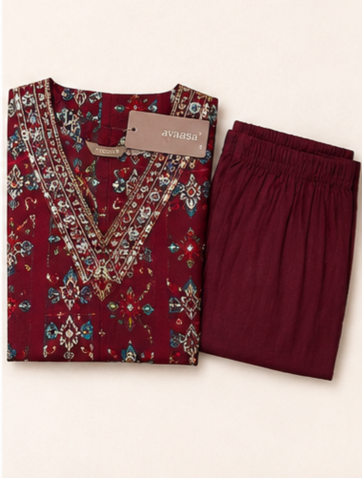 Maroon V Neck - Avaasa Coord set