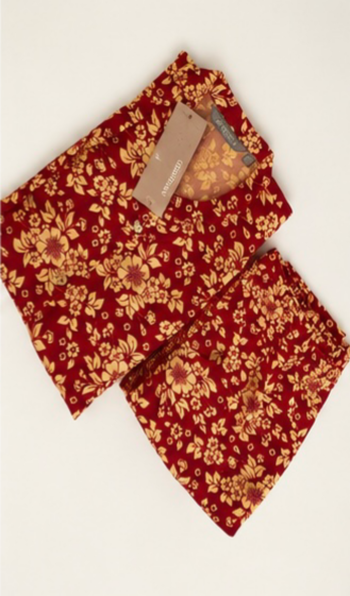 Mandarin collar red flower - Avaasa Coord set